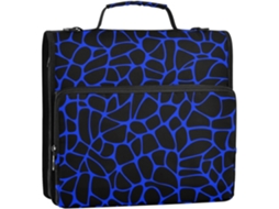Organizador de 3 Argolas com Alça Ombro e Transversal Estampa Leopardo Preto Azul Marinho Ideal para Escola/