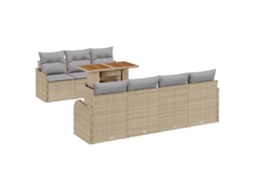 Conjunto 8 Conjunto De Sofá De Jardim Vidaxl Bege Vime Pe (100 X 55 X 73 Cm)