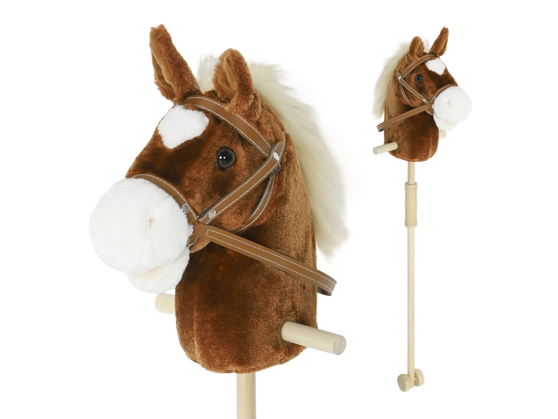 Cavalo de Brinquedo com Cabeça, Bastão e Rodas (sons, 95 Cm, Marrom)