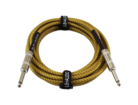 Cabo Instrumento 37 094 Gls Audio Cabo Instrumento De 1/4 Polegada Ts Para 1/4 Polegada Para Baixo/guitarra Elétrica Tweed Trançado Marrom, 15ft