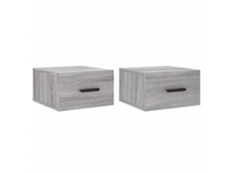 Conjunto de 2 Mesas de Cabeceira de Parede Cinzento Sonoma MAISON EXCLUSIVE (35x35x20 cm)