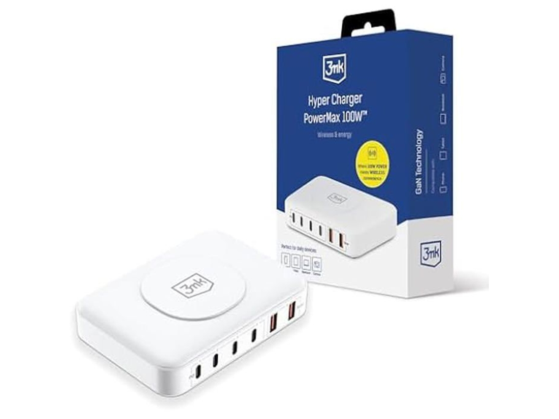 Carregador 3mk Powermax 100w Carga Rápida Pd3.0 4x Usb Tipo C 2x Usb Tipo A
