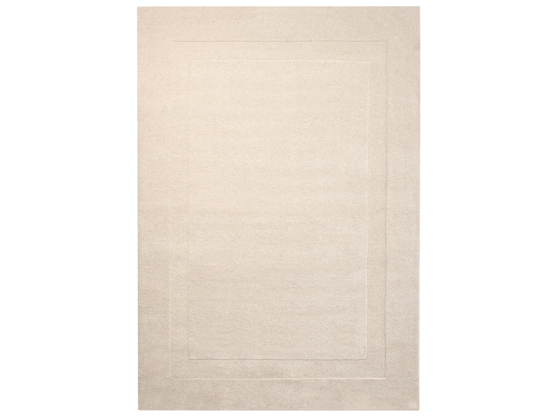 Tapete Retangular De Lã Tufado À Mão Beliani Kargil De Lã Branco Creme 160x230