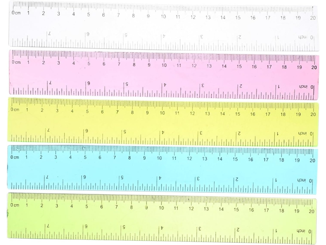 Conjunto de 5 réguas de plástico coloridas Gadpiparty de 20 cm para desenho, laptops e fáceis de usar, ideais para mesas.