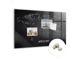 Quadro De Vidro Magnético Países No Mapa Mundo Para O Escritório Espelharte (60x40 Cm)