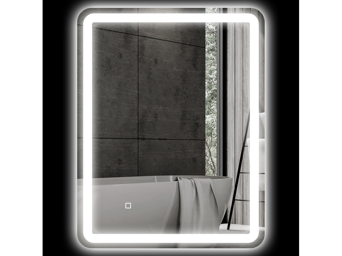 Espelho Banho Iluminado Touch Antivapor 3 Cores 70x90 Cm, Prata