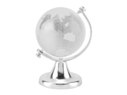 Globo Terrestre Cristal Esfera Decorativa Prata