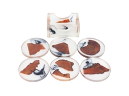 Conjunto de 6 guardanapos com suporte de pinho resina isolamento térmico antiderrapante mesa S/MARCA