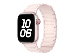 Pulseira Magnética de Silicone Halinuia para Apple Watch Series 1 11/ultra 1 3/se3 , Design Esportivo Respirável. Rosa Claro (38 42 Mm)