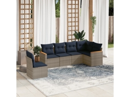 Conjunto de Sofá de Jardim, 6 Peças, Almofadas, Rattan Cinza MAISON EXCLUSIVE