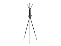 Staande Kapstok Dkd Home Decor Preto Aço Madeira Da Borracha 65 X 65 X 179 Cm