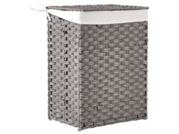 Cesto Trenzado Con Interior Extraíble Beliani Mucubaji De Tela Gris 43x32x60