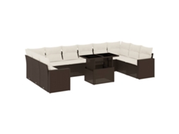 Conjunto de 11 Sofás de Jardim C/ Almofadões Vime Pe Castanho MAISON EXCLUSIVE (11 pcs)