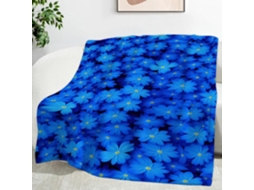 Manta Estilo Campestre com Estampa Floral Azul 150x200 Cm Multifuncional Macia e Aconchegante em Flanela Ideal