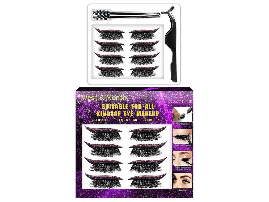 Conjunto de Cílios Sem Cola Rosa Autoadesivo Curvados Adesivos de Maquiagem para Olhos
