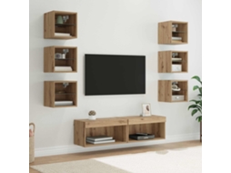 Vidaxl Gabinete Para Tv 8 Unid. Carvalho Artesanal Vidro