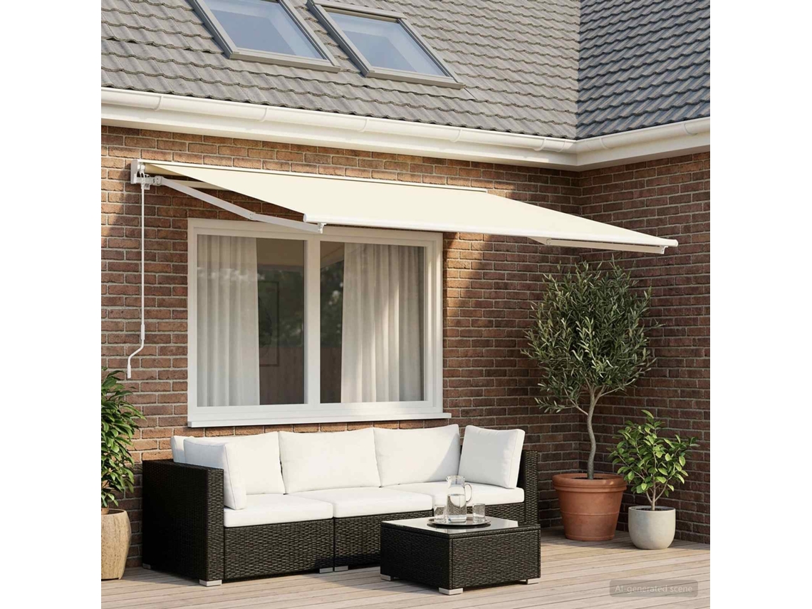 Vidaxl Tecido De Substituição Para Toldo Creme 600 × 300 Cm Poliéster