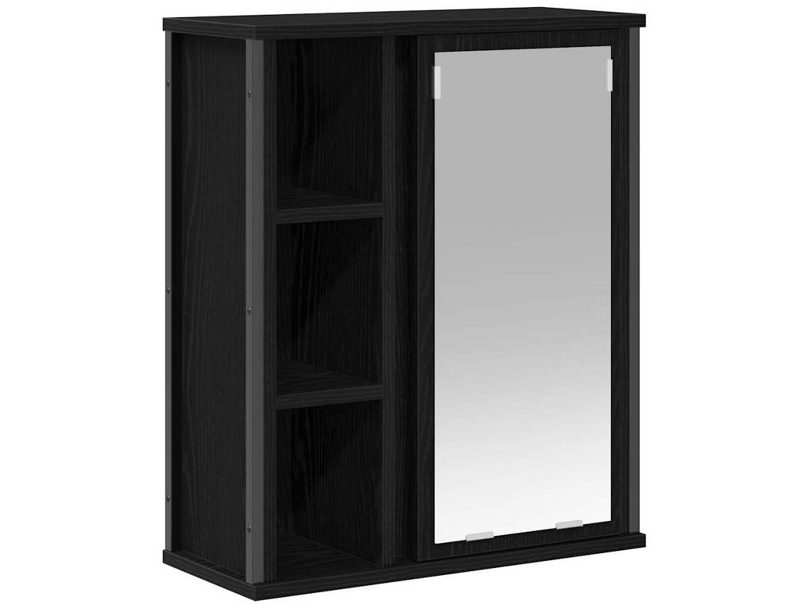 Armário de Parede para Banheiro com Espelho Carvalho Preto 50x21x60 Cm MAISON EXCLUSIVE