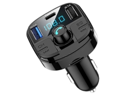 Transmissor FM Bluetooth 5.0, kit veicular viva-voz com porta USB QC3.0, adaptador de áudio compatível com MP3 player Slowmoose