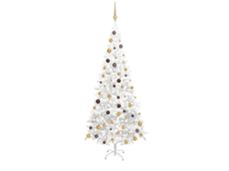 Vidaxl Árvore Natal Artificial Pré-iluminada C/ Bolas Branco