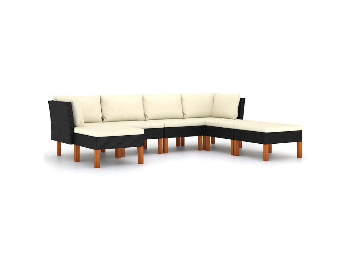 Maison Exclusive - 7 Pcs Conjunto Lounge De Jardim C/ Almofadões Vime Pe Preto