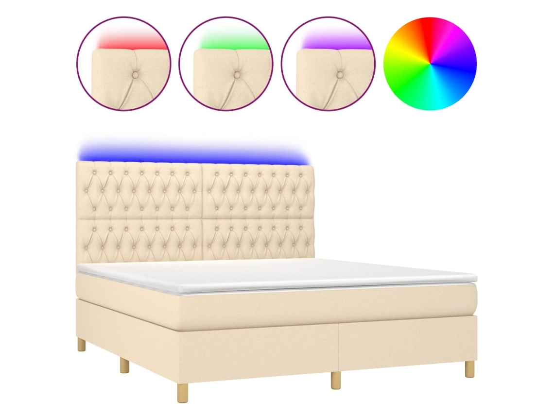 Box Spring Bed, Box Spring Beds Vidaxl Creme Tecido (160 X 200 Cm)