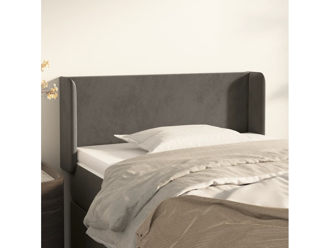 Cabecero con Alas de Terciopelo 83x16x78/88 cm Gris Oscuro