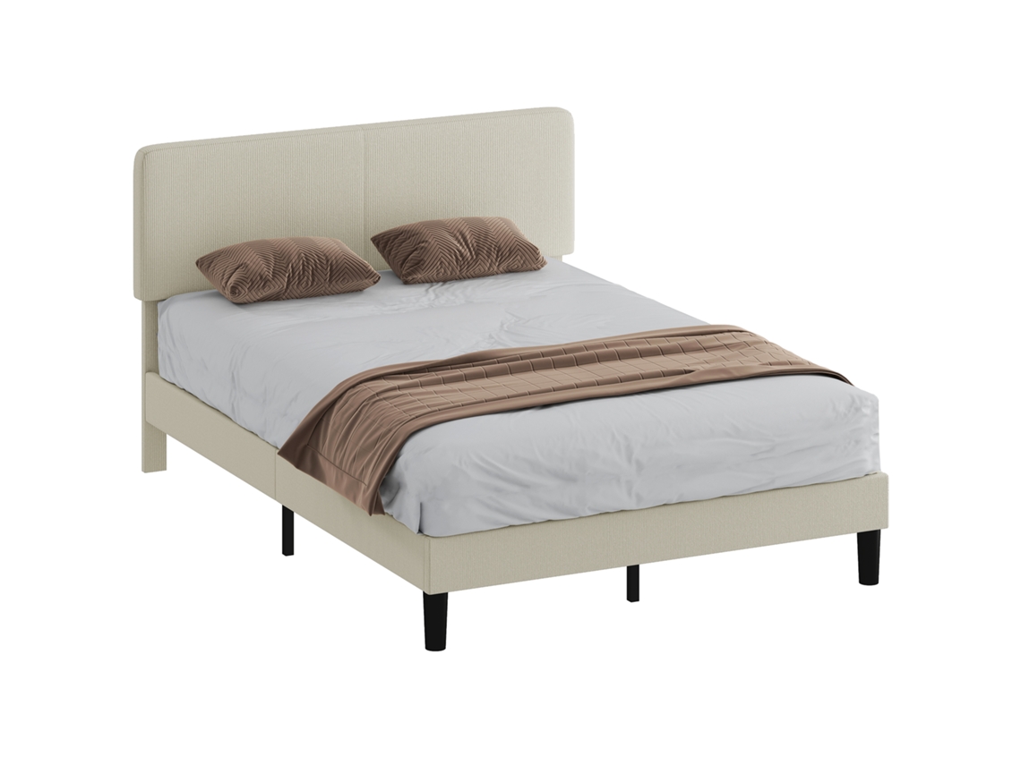 Cama PRIME KANG, 160x200cm, cabeceira ajustável, estofada, cinza claro