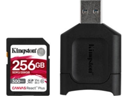 Cartão de Memória SD KINGSTON React Plus (256 GB - Class 10, UHS-II, U3, V90)
