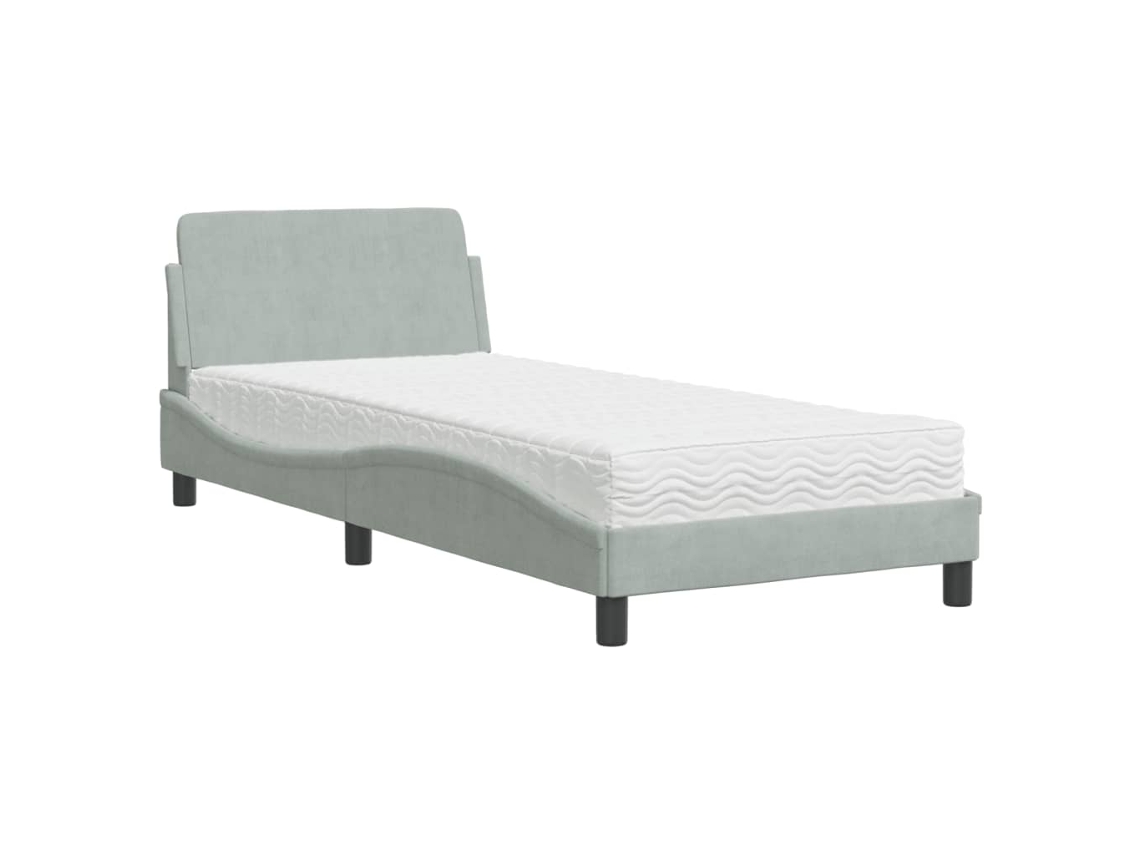 Bed, Beds Vidaxl Cinzeto Veludo (90 X 190 Cm)