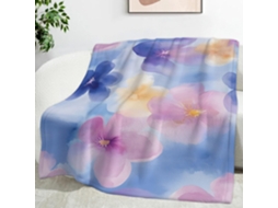 Manta em Aquarela Floral 220x240 Cm Multifuncional Macia de Flanela Aconchegante para Cama Escritório Soneca C