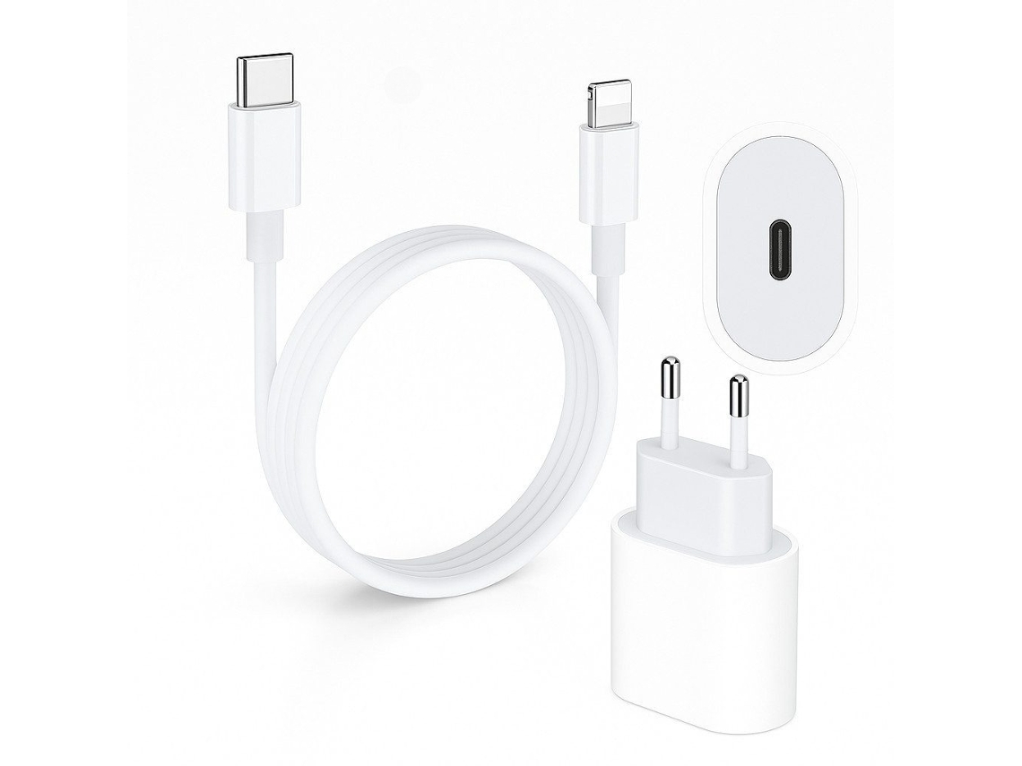 Carregador Usb C 20w para Iphone,com Cabo Usb c para Lightning1m Branco HEXINYIGJLY