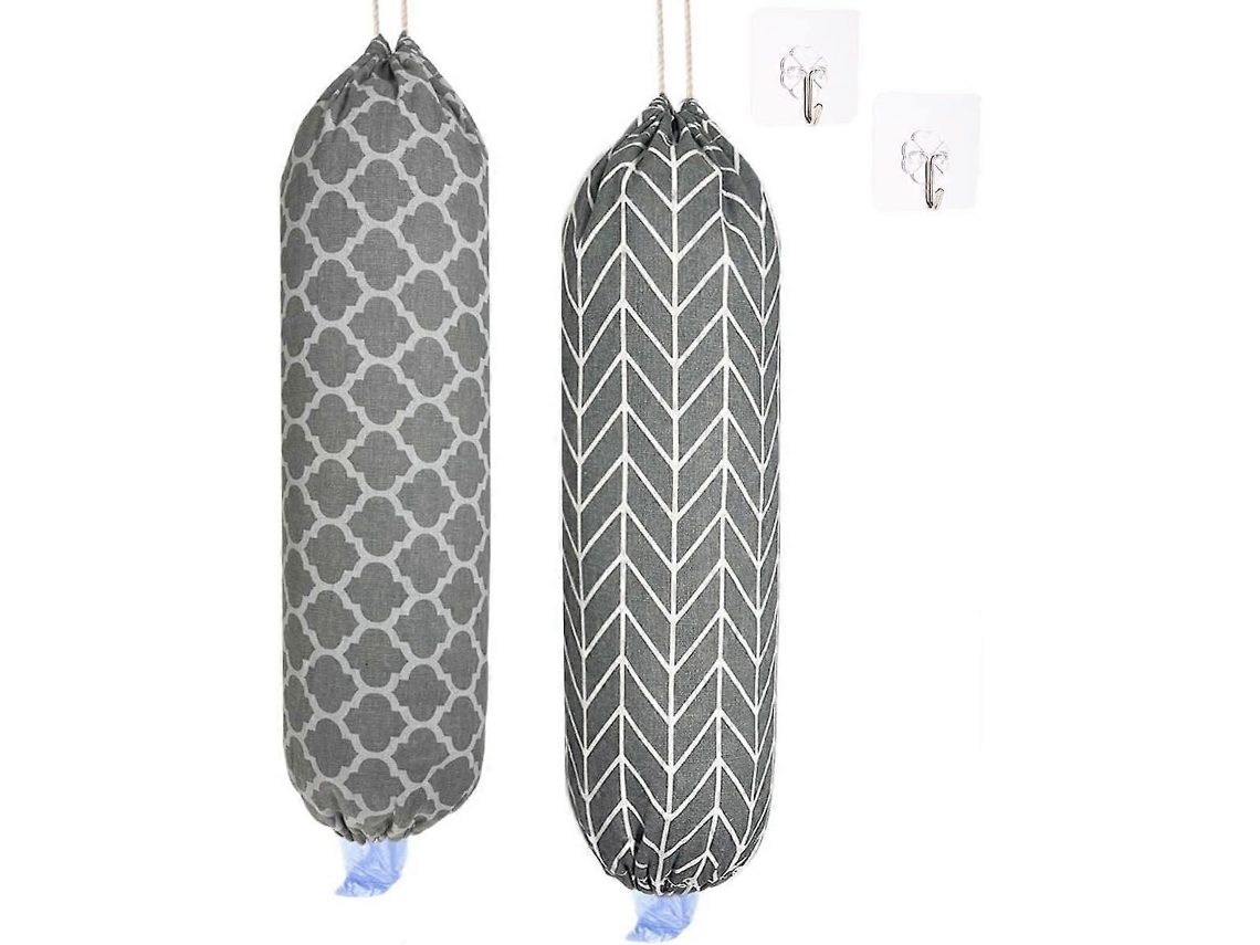 2 Organizadores De Sacolas Plásticas Para Parede, 22x9 Polegadas, Para Casa, Cozinha Ou Escritório, Cinza.