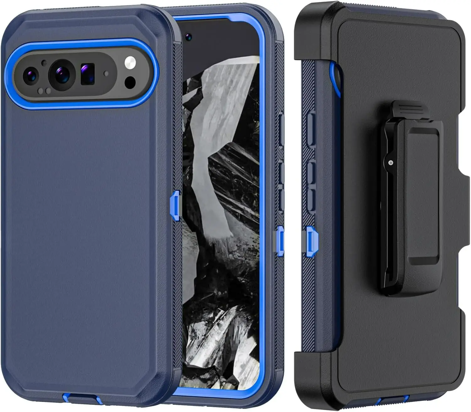 (azul Escuro, Google Pixel 9 Pro) Capa Para Celular Com Clipe, Capa Rígida À Prova De Choque.