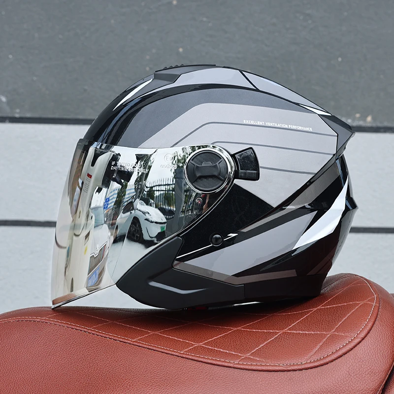 (xl) Capacete De Motocicleta Abs 3/4, Certificado Dot, Resistente A Impactos E Ao Vento.