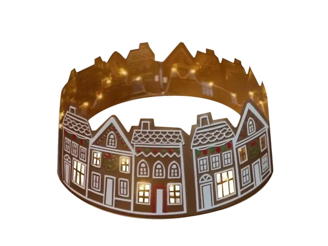 Colar Para Árvore De Natal De 26/28 Polegadas Com Led, Estilo Casa De Gengibre, Reutilizável, Para Árvores De 28 Polegadas.