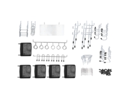 Set De Ferramentas De Gancho E Prato Para Quadro Pegboard, 140 Peças, Liga, Armazenamento, Prata