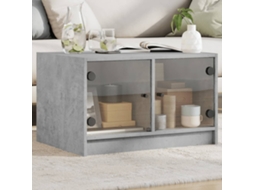 Vidaxl Mesa De Centro C/ Portas De Vidro 68x50x42 Cm Cinza Cimento