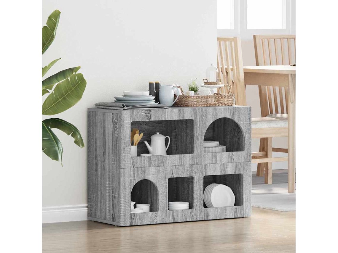 Vidaxl Buffet Elst Cinza Sonoma 80,5 X 35 X 59 Cm Madeira Processada