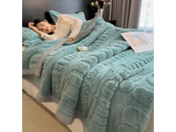 Manta de Lã Coral Quentinha para Outono e Inverno Veludo Jacquard com Letras Macia Felpuda, Macio, Quente, Ide