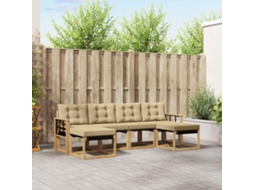 Vidaxl Conjunto De Sofás Para Exterior 6 Pcs Branco E Bege