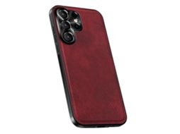 Capa Traseira De Pu Tpu Pc Tkdaddy Para Samsung Galaxy S25 Ultra Com Armação De Lente De Metal, Cor Vinho Tinto