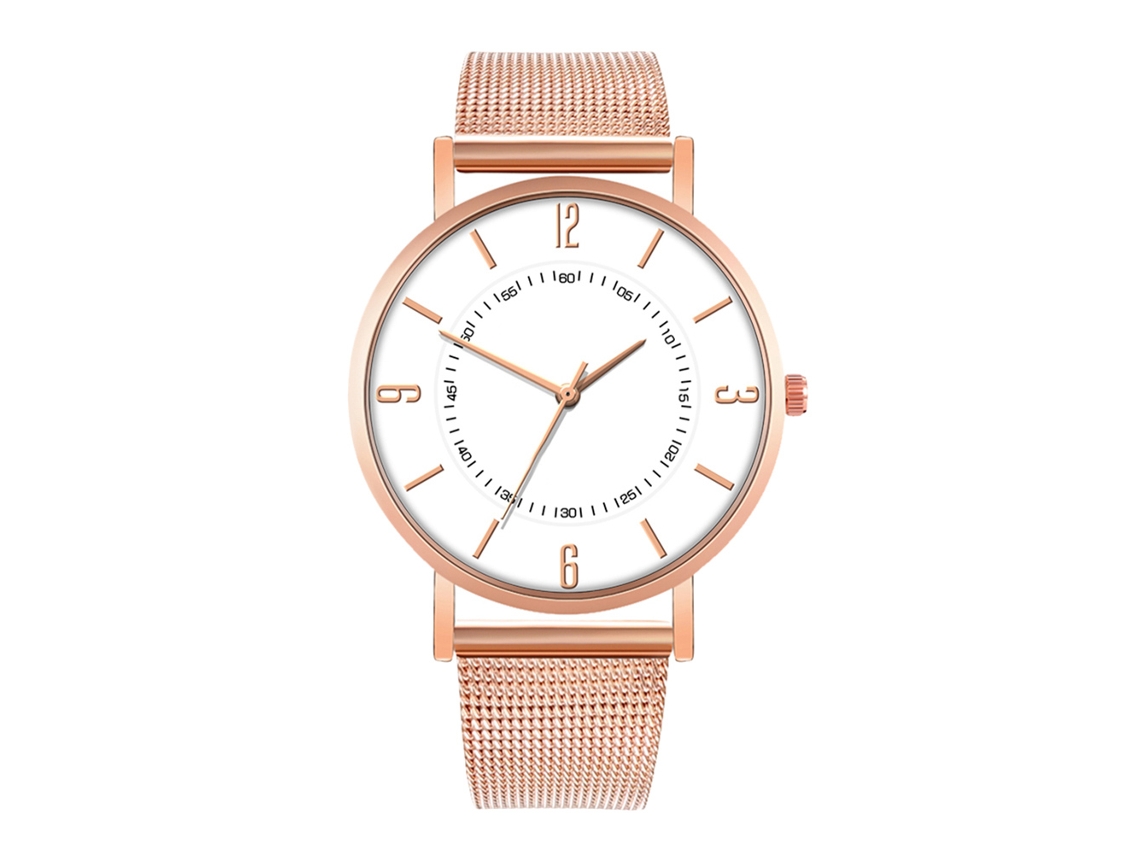 Reloj De Moda Para Parejas Con Correa De Malla Dial Redondo Cuarzo Unisex