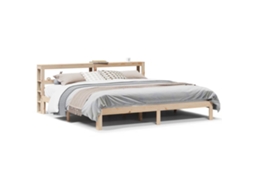 Estrutura de Cama com Cabeceira Pinho Maciço MAISON EXCLUSIVE (200x200 cm)