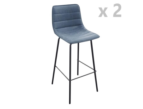 Bancos altos de design industrial do Brooklyn - URBAN LIVING - Conjunto de 2 - Azul - Metal e imitação