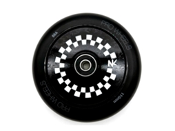 Roda Racing Nokaic 110mm para Scooter Trotinete Freestyle, borracha preta e centro de disco preto-branco