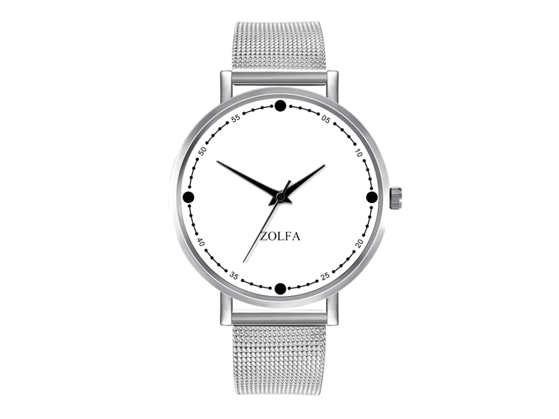 Reloj De Cuarzo Para Mujer Con Correa De Malla, Dial De Color Sólido, Casual (plata)