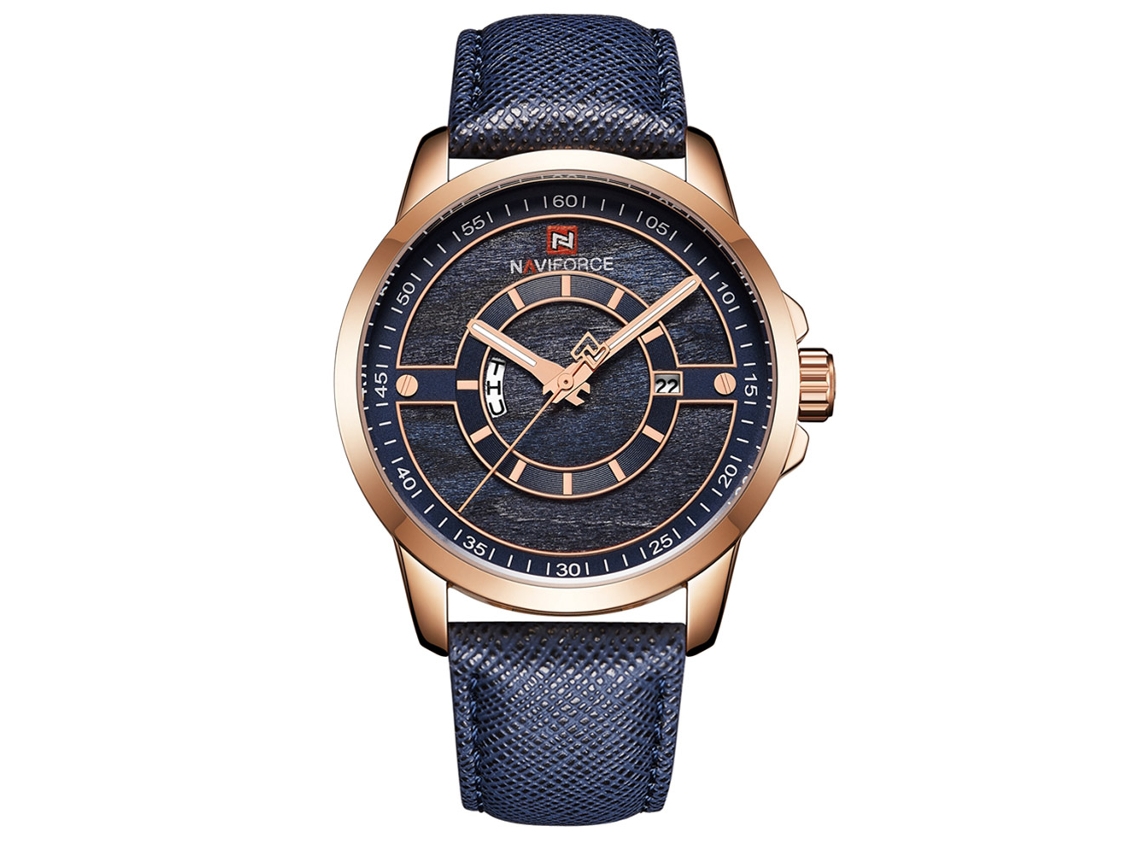 Relógio Masculino Quartz com Calendário 30m Resistente À Água Pulseira Pu Rosa Ouro Azul