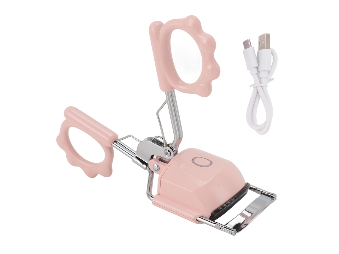 Curlador De Cílios Aquecido Recarregável Com Type C 2 Modos Anti Queimadura Rosa