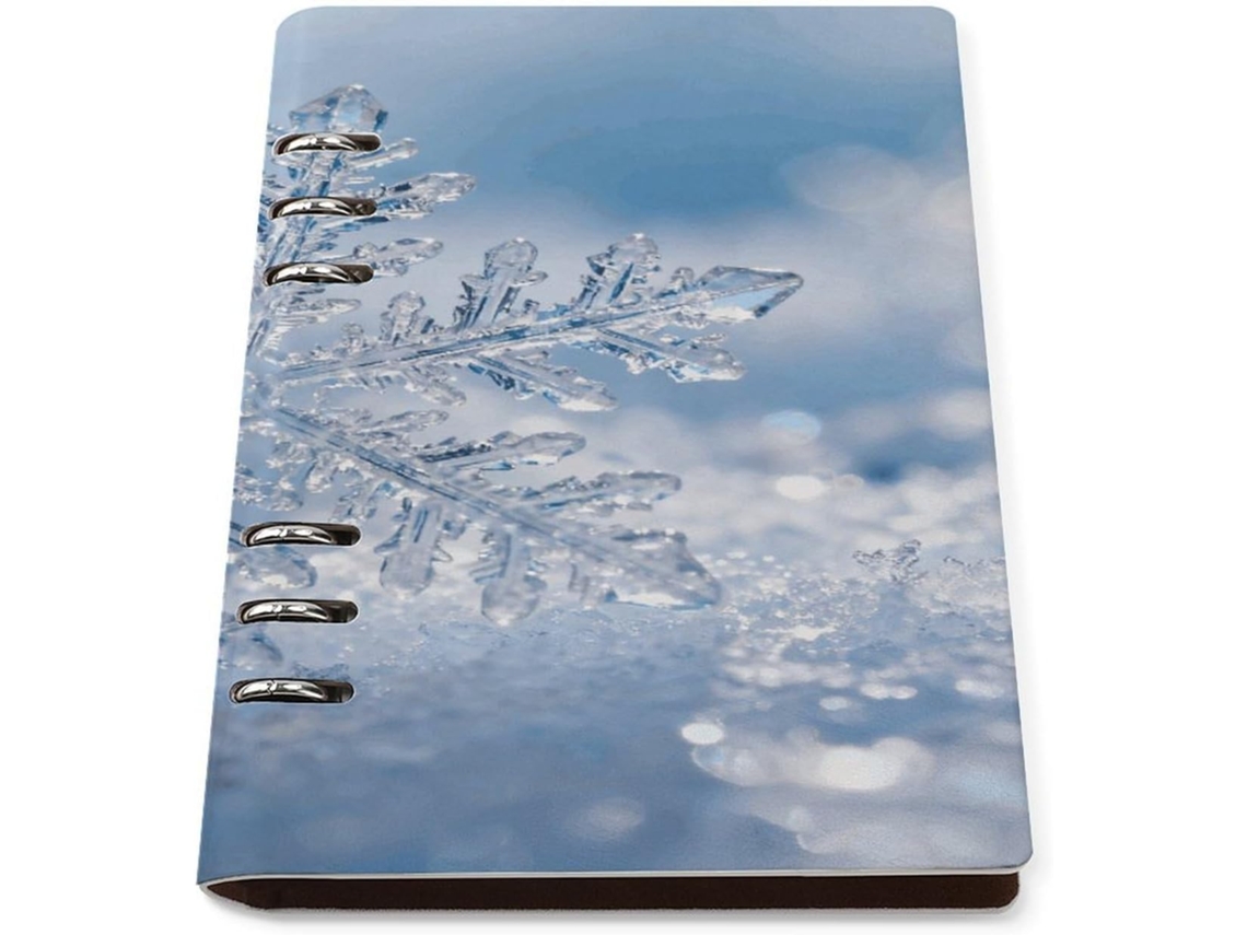 Icy Snowflakes Organizador Pessoal De Folhas Soltas Em Couro Sintético, Tamanho A5, Com 6 Argolas, Fotos, Cartões E
